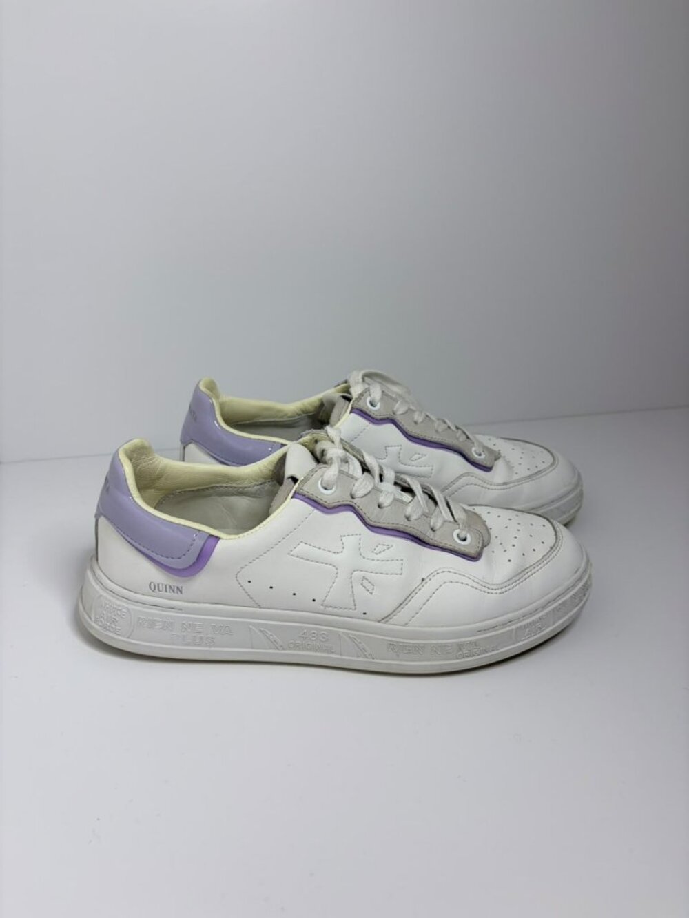 Premiata Quinn Leather Sneakers – White & Lilac EU 39